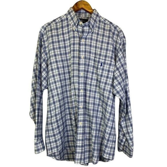 Ralph Lauren Lot of 2 Button Down Dress Shirts Men Sz M Pinstripe Plaid - Picture 7 of 10